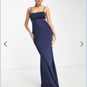 ASOS Satin Cutout Maxi Dress Navy Size US 4 NWT